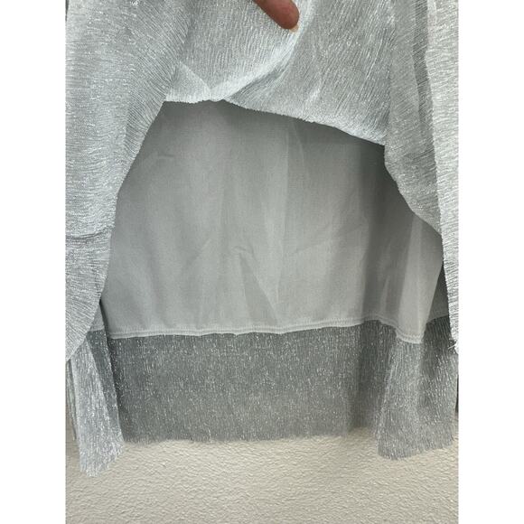 Chicos Womens Shirt Size 3 Gray Metallic Ultimate Layer Long Sleeve Seagull NWTS - Picture 4 of 14